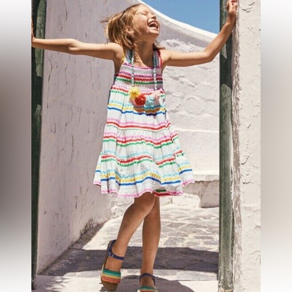 Mini Boden Other - Mini Boden Rainbow Tiered Twirly Dress Size 9-10  crossover straps